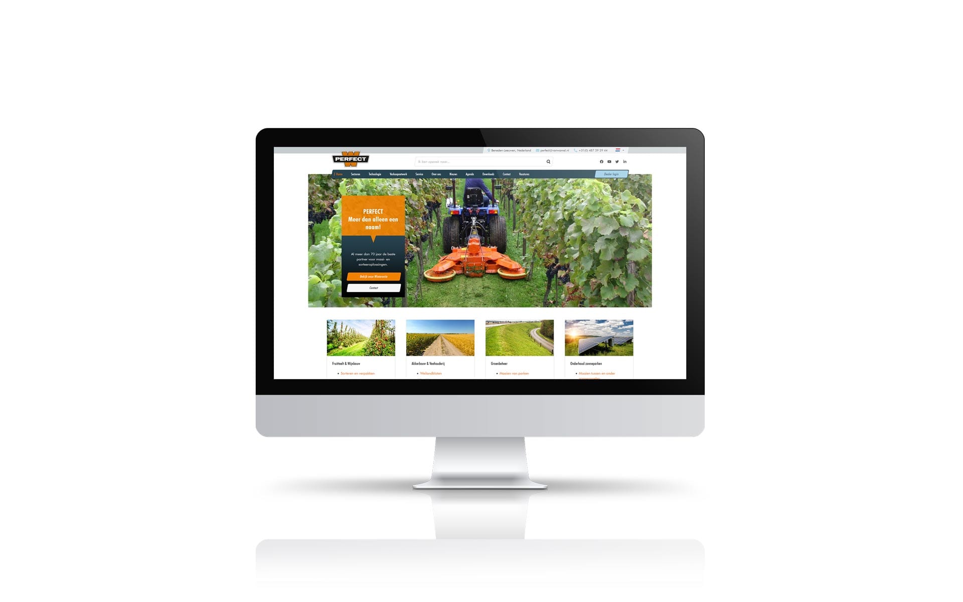 De website van PERFECT – Van Wamel uit Beneden-Leeuwen op een iMac