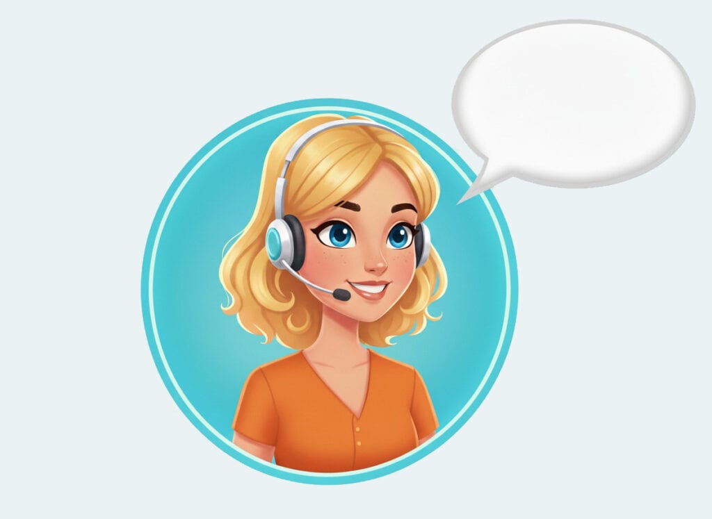 Illustratie van een chatbotassistent met headset en een tekstballon